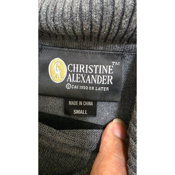 Christine Alexander Gray Turtleneck Sweater Women's S 88% Cotton 10% Nylon 2% Sp - Picture 4 of 6